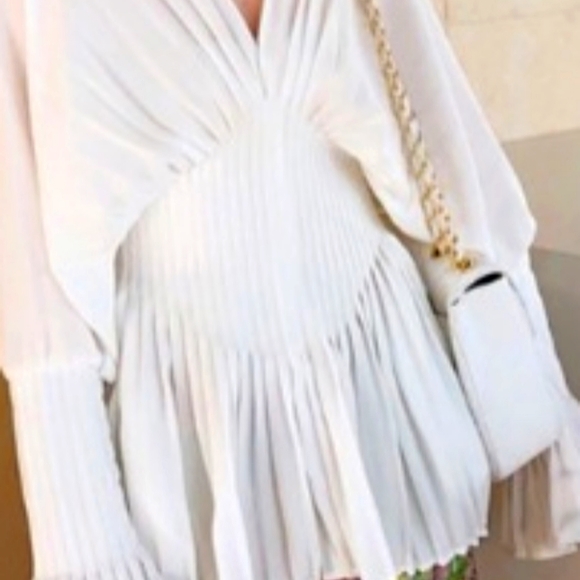 Accordion pleated v-neck blouse - Picture 3 of 3
